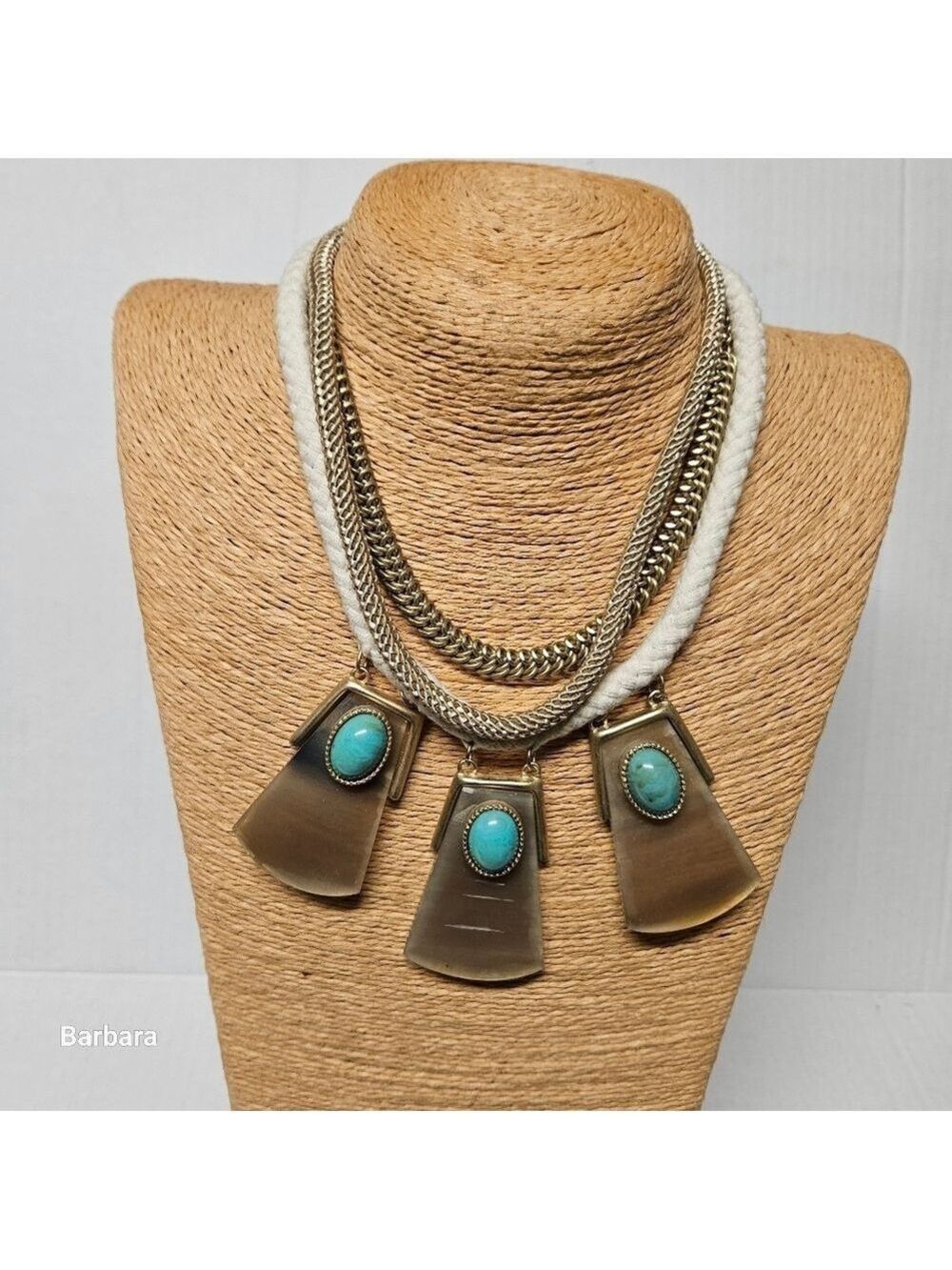Chico's Faux Turquoise Boho Statement Necklace